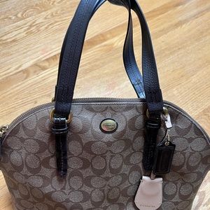 Coach Brown/Tan/Gold Peyton Domed Satchel Purse